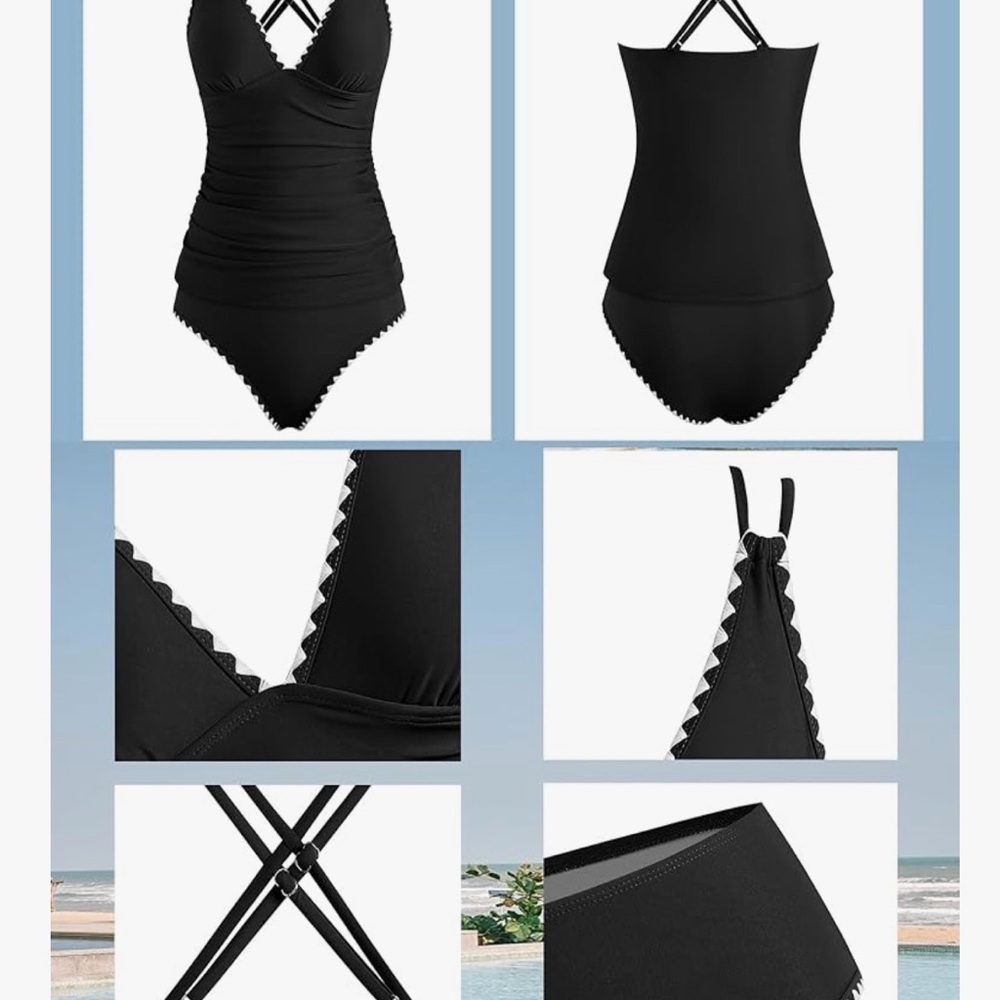 Zaful Black and White Trim Bikini Set - Picture 6 of 9